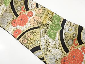 アンティーク　地紙に桐・菊・古典柄織り出し袋帯（材料）